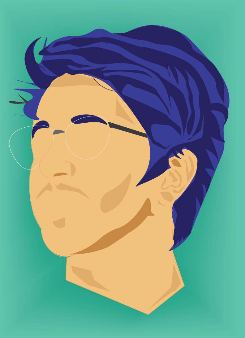 Self-drawn portrait of Adil Shaik